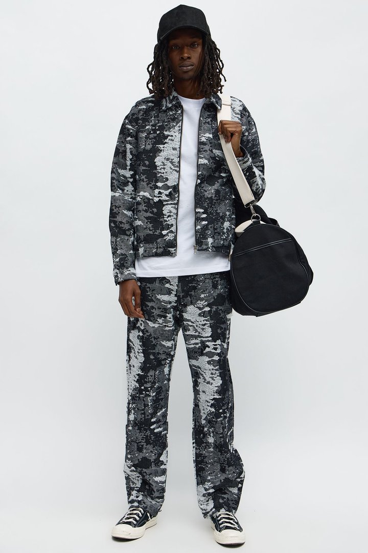 Cropped Fading In And Out Work Jacket - Black Wash