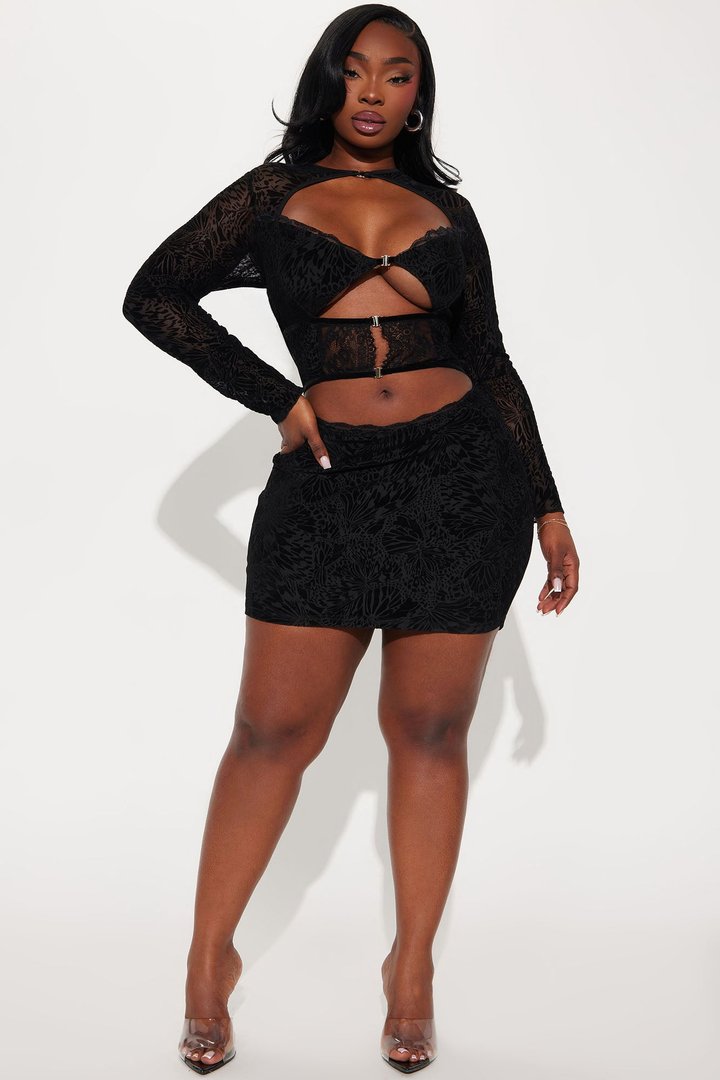 Alexa Longsleeve Mesh Mini Dress - Black
