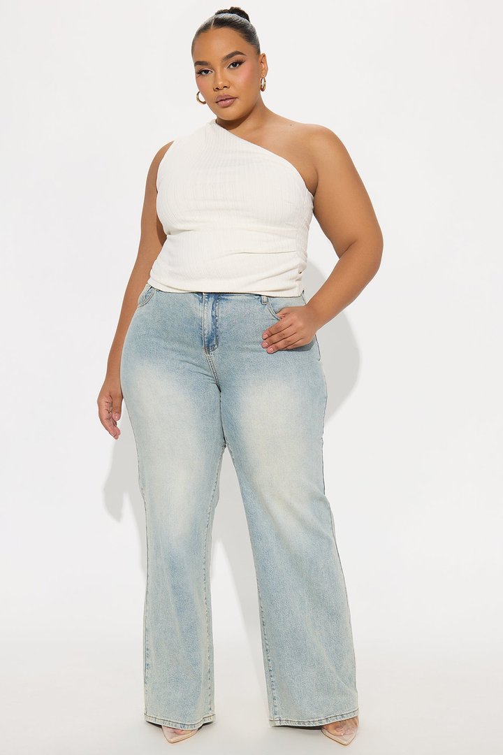 Parisa One Shoulder Sweater Top - Cream