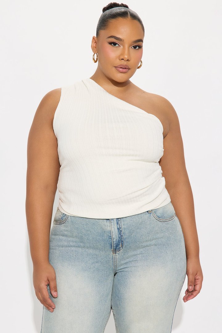 Parisa One Shoulder Sweater Top - Cream