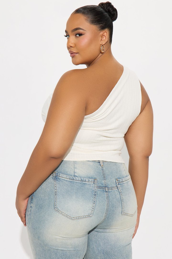 Parisa One Shoulder Sweater Top - Cream