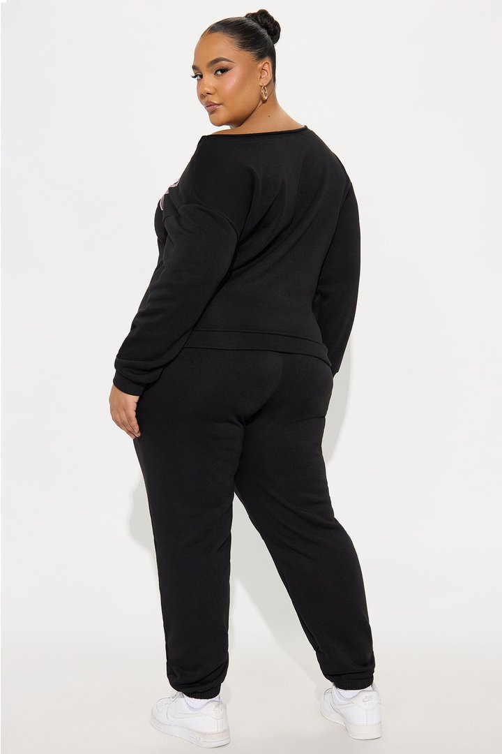 Social Club Fleece Jogger Set - Black