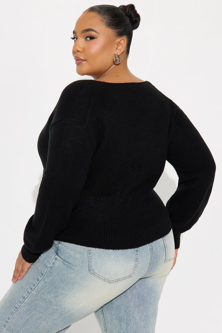 Sweet Like Candy Surplice Sweater - Black