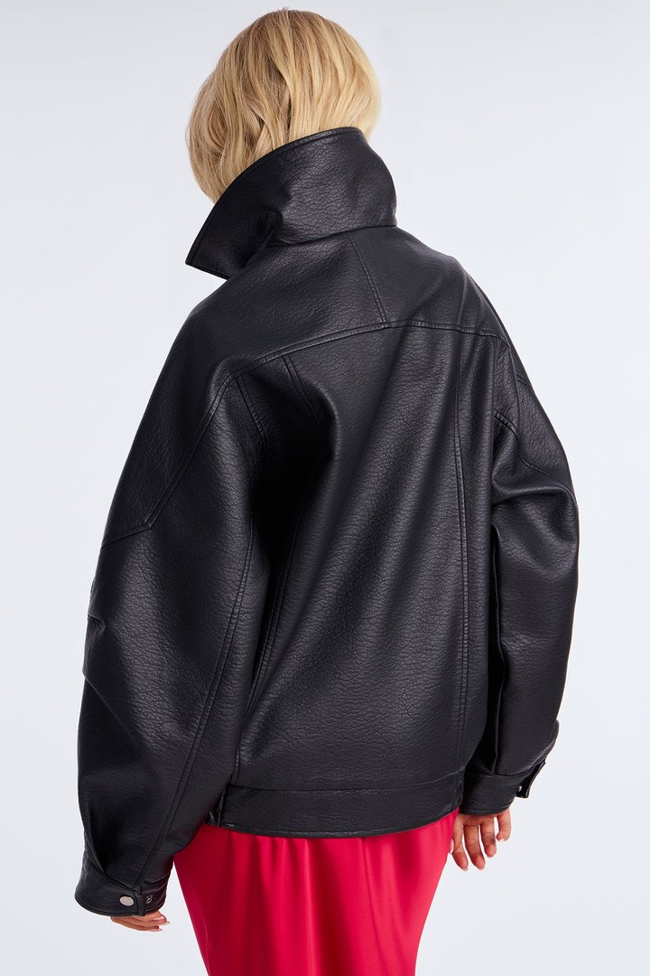 Harlem Faux Leather Moto Jacket - Black