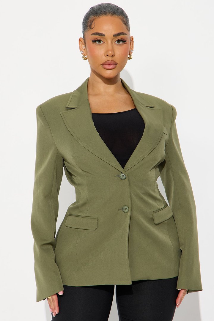 Kendall Hourglass Fitted Blazer - Olive