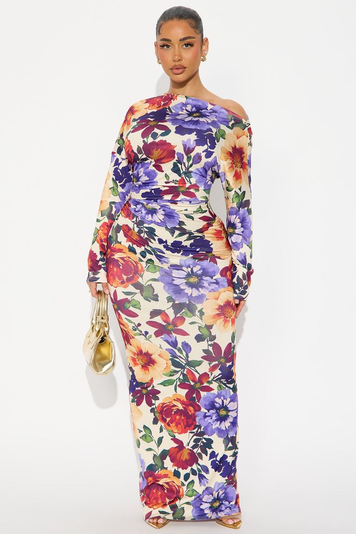 Citrus Snap Maxi Floral Dress - Multi Color