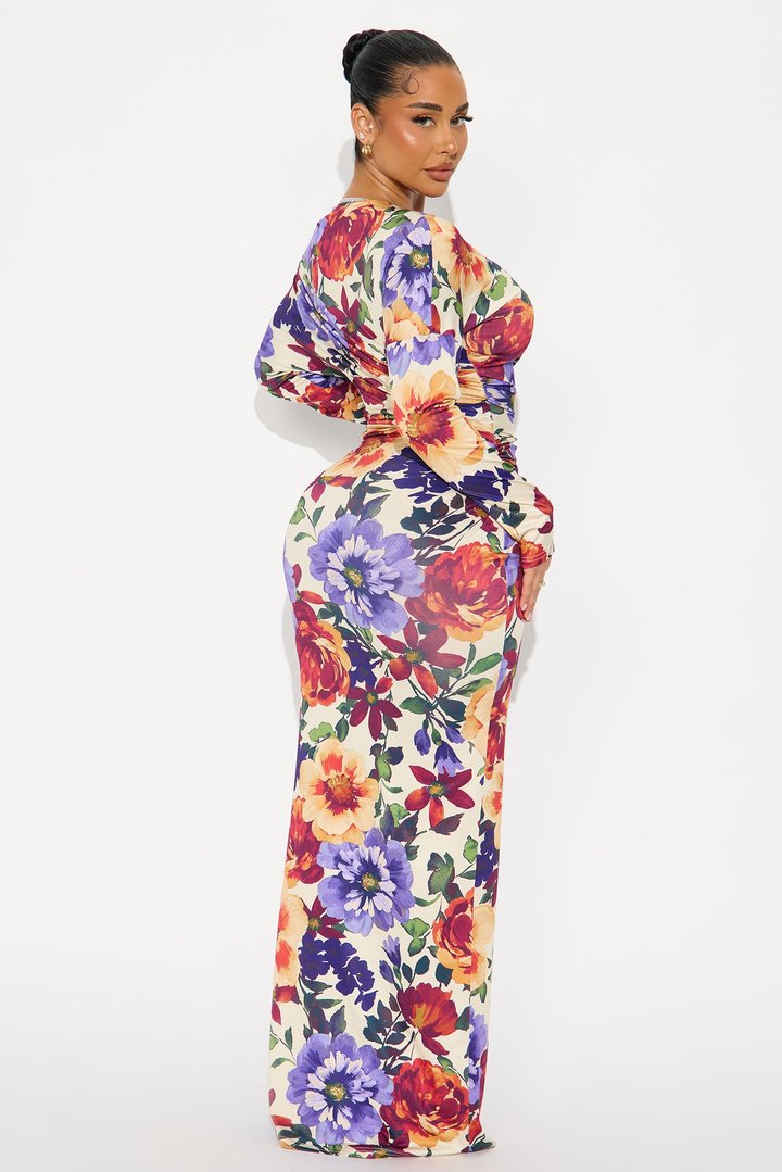 Citrus Snap Maxi Floral Dress - Multi Color