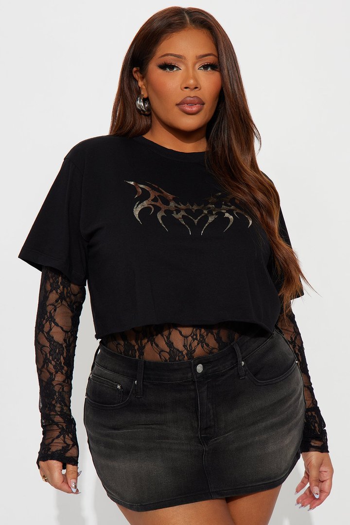 Blazing Soul Lace Bodysuit - Black