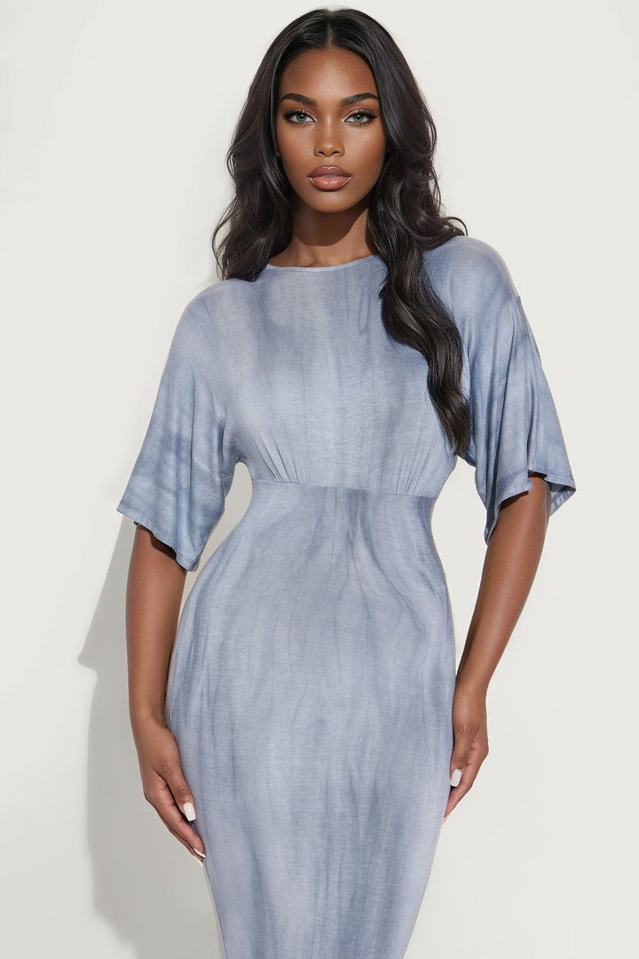 Crystal Tie Dye Midi Dress - Navy