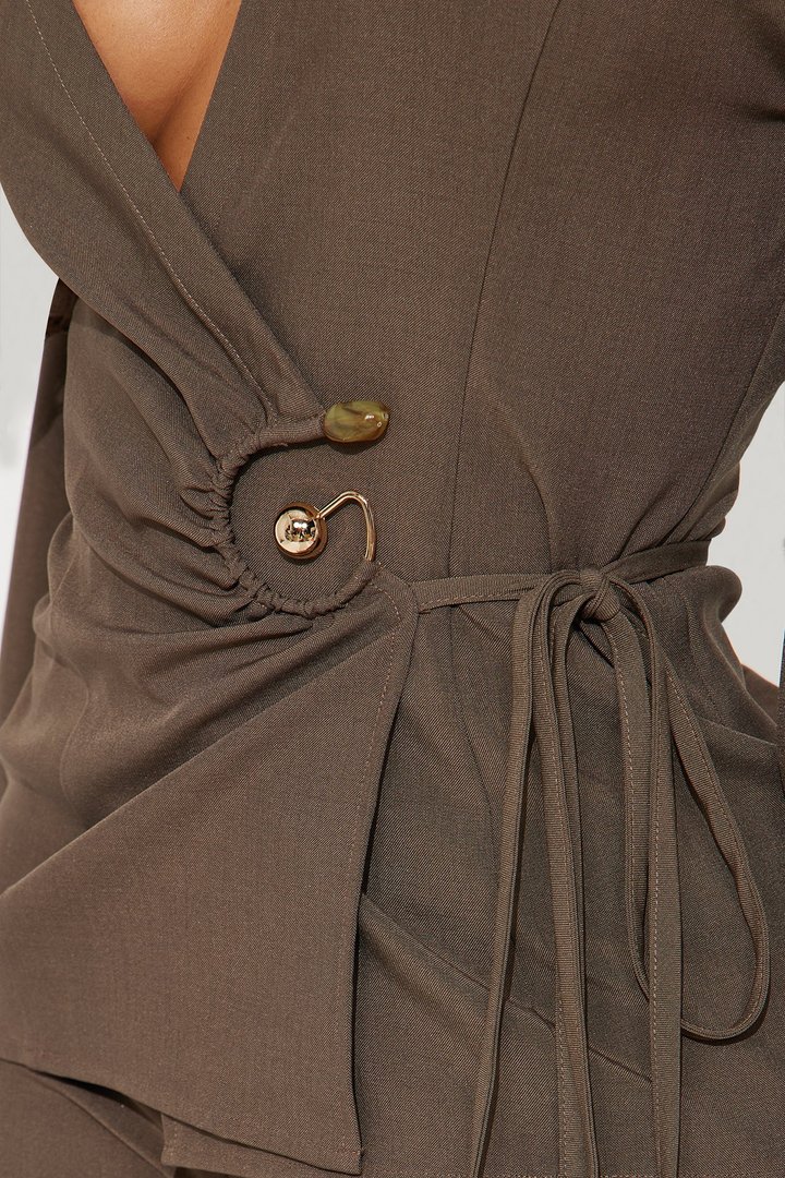 More Than You Know Wrap Top Short Set - Olive