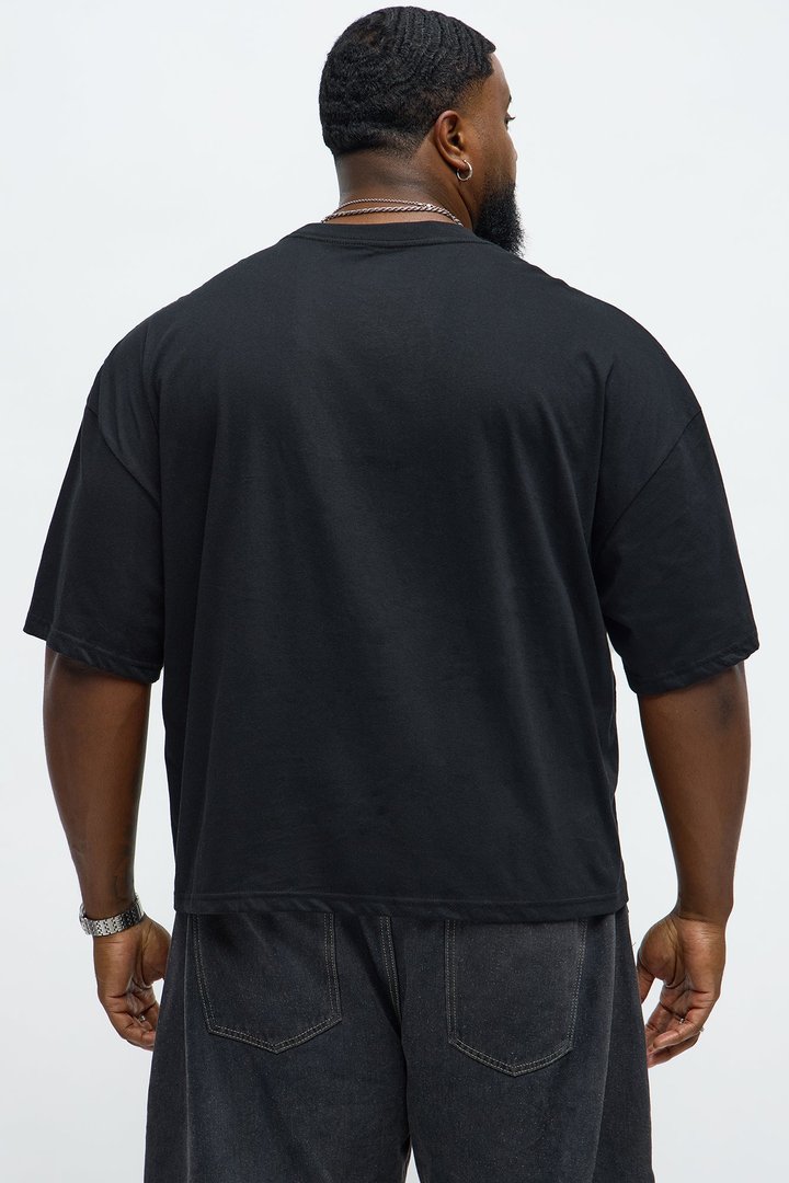 Oversized Cropped Von Dutch Moto Tee - Black