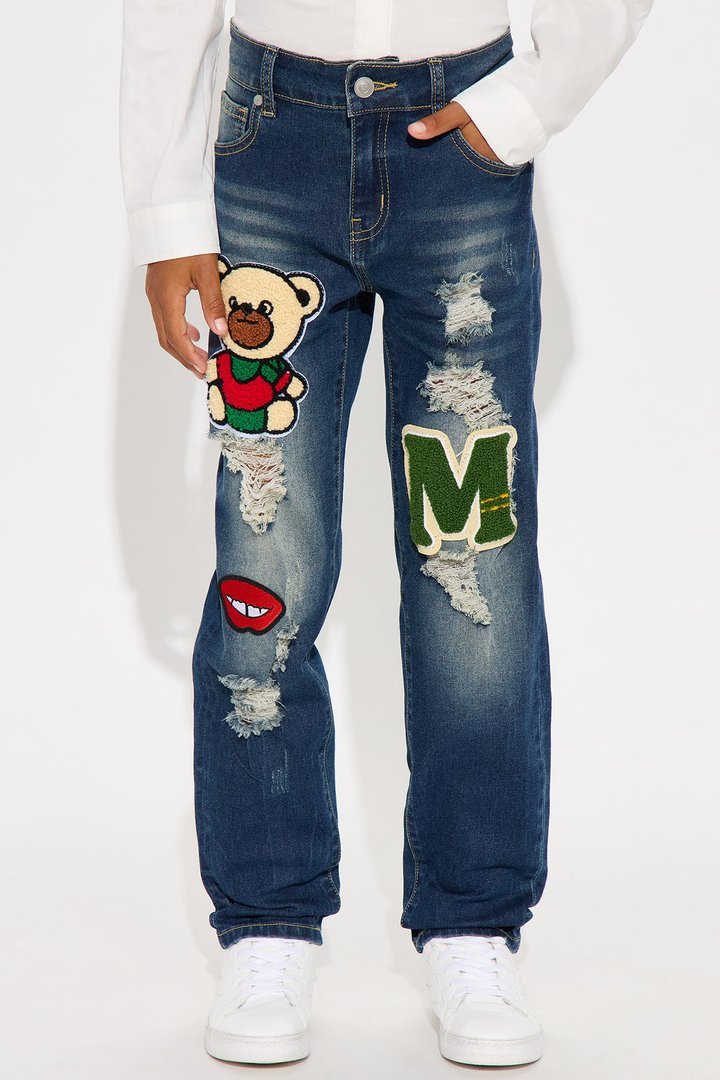 Mini Booked And Busy Distressed Jeans - Medium Wash