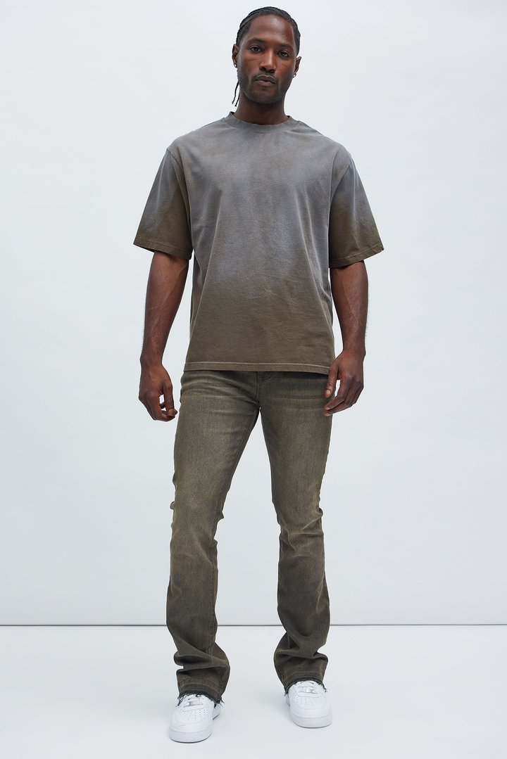 Cornell Stacked Skinny Flare Jeans - Green