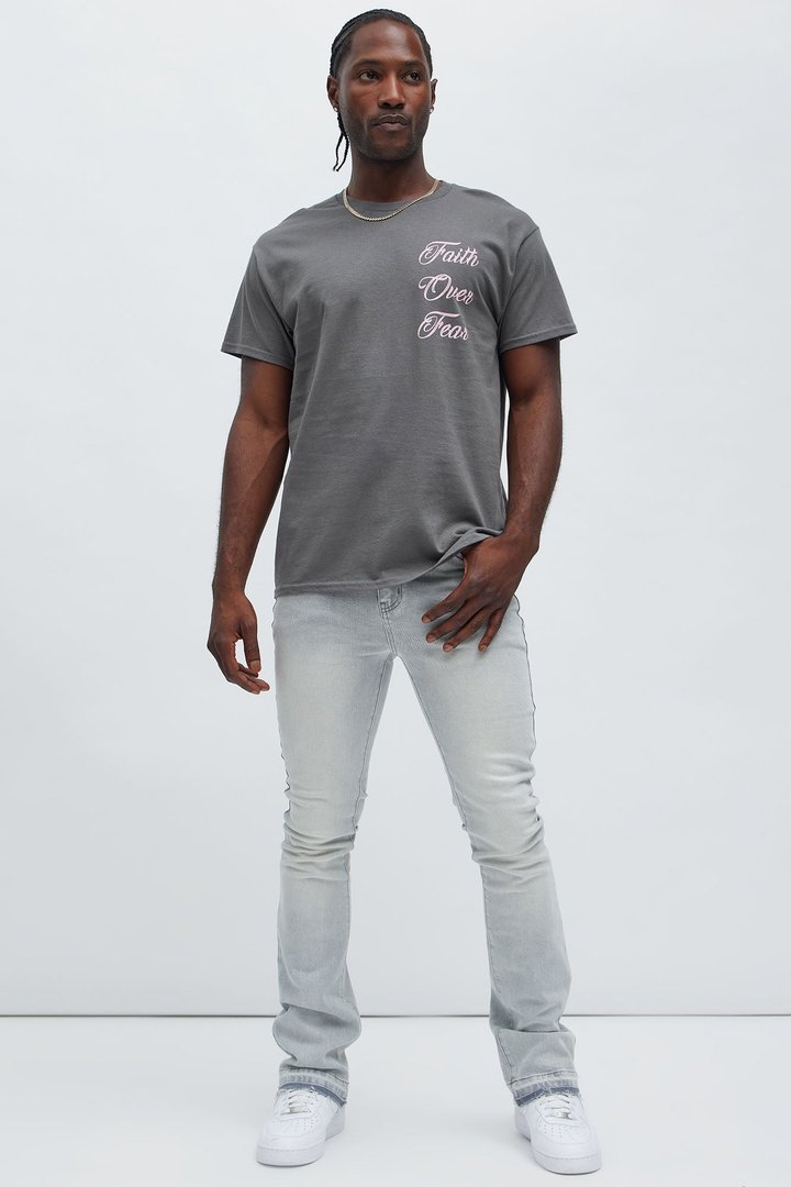 Cornell Stacked Skinny Flare Jeans - Slate Grey
