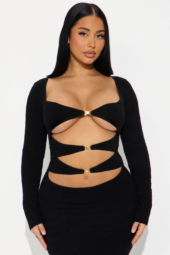 Lenni Sweater Maxi Dress - Black