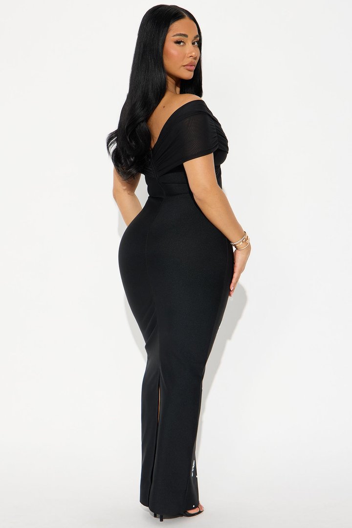 Midnight Crush Embellished Bandage Gown - Black