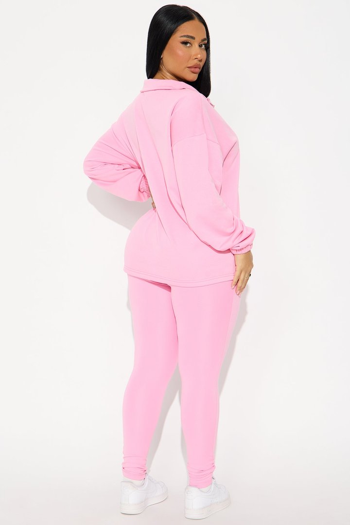 Beverly Quarter Zip Fleece Pant Set - Pink