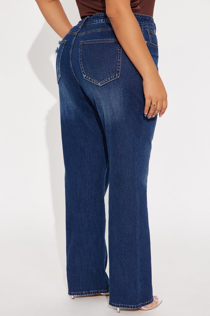 Keep A Secret High Rise Stretch Straight Leg Jeans - Dark Wash
