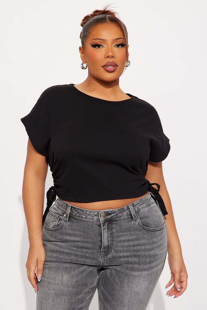 Take A Break Crew Neck Baby Tee - Black