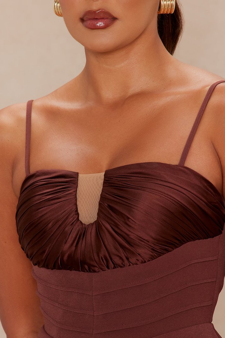 Marnie Pleated Mini Dress - Chocolate