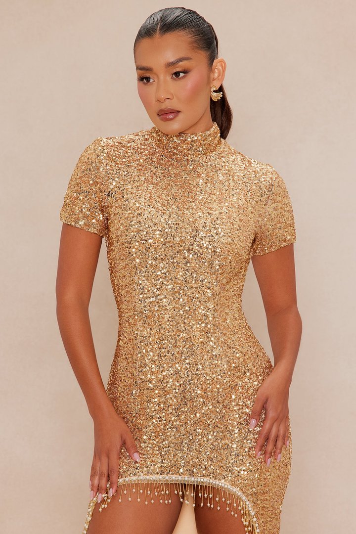 Photo Ready Embellished Gown - Gold