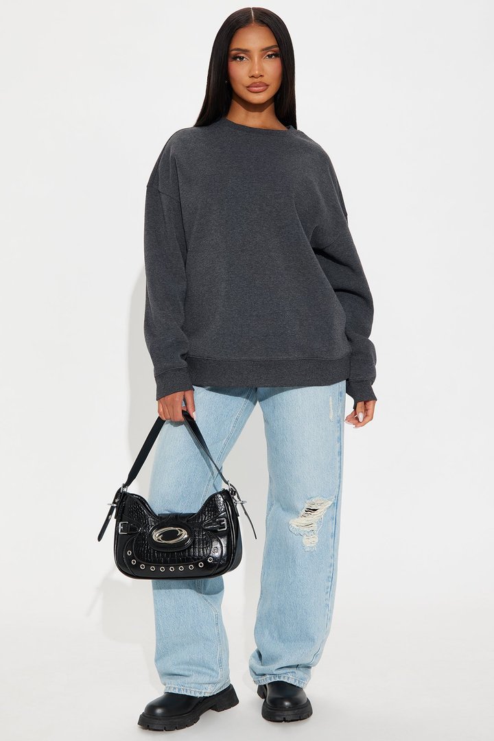 Candice Oversized Crewneck Sweatshirt - Charcoal