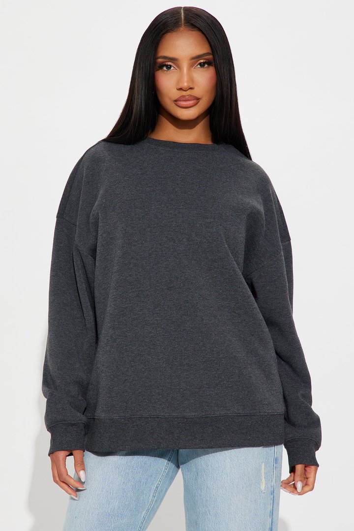 Candice Oversized Crewneck Sweatshirt - Charcoal