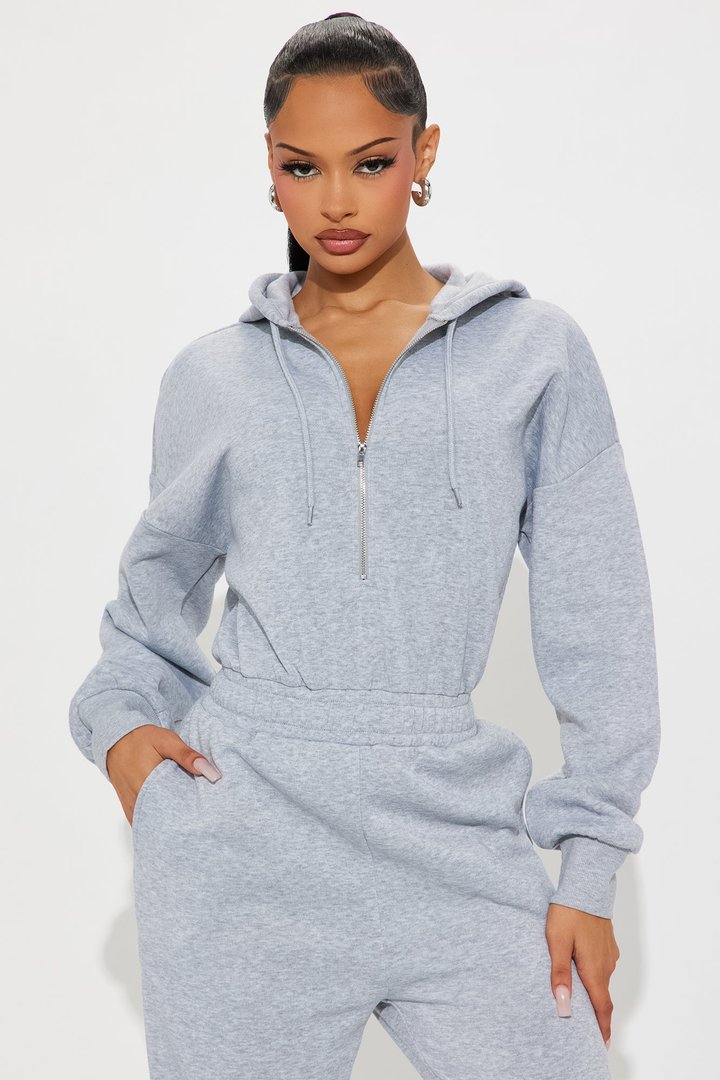 Charlie Fleece Jumpsuit - Heather Grey