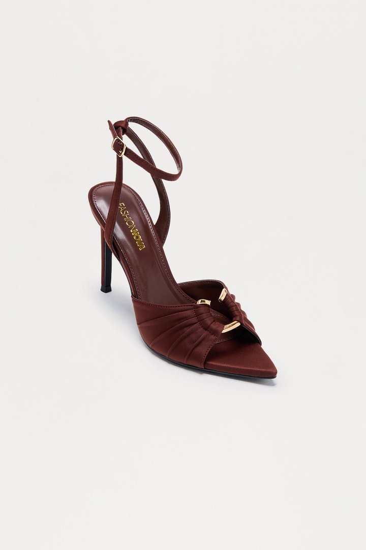 Jasmira Hardware Ankle Strap Heels - Brown