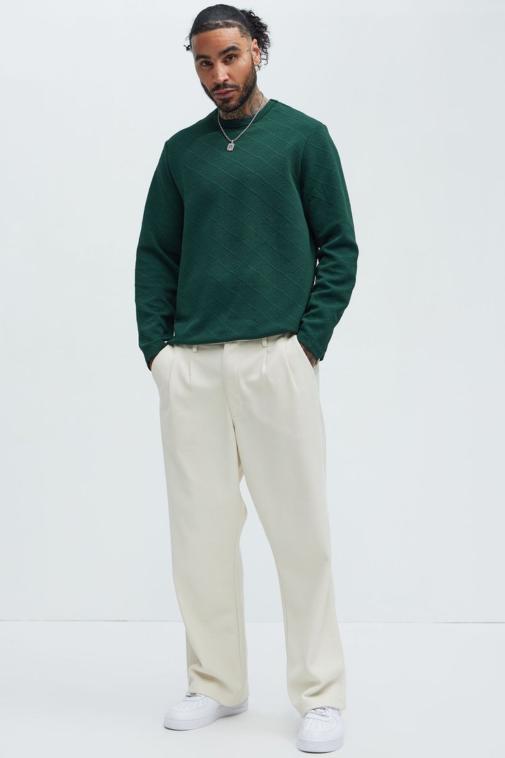 Lingo Textured Long Sleeve Tee - Green