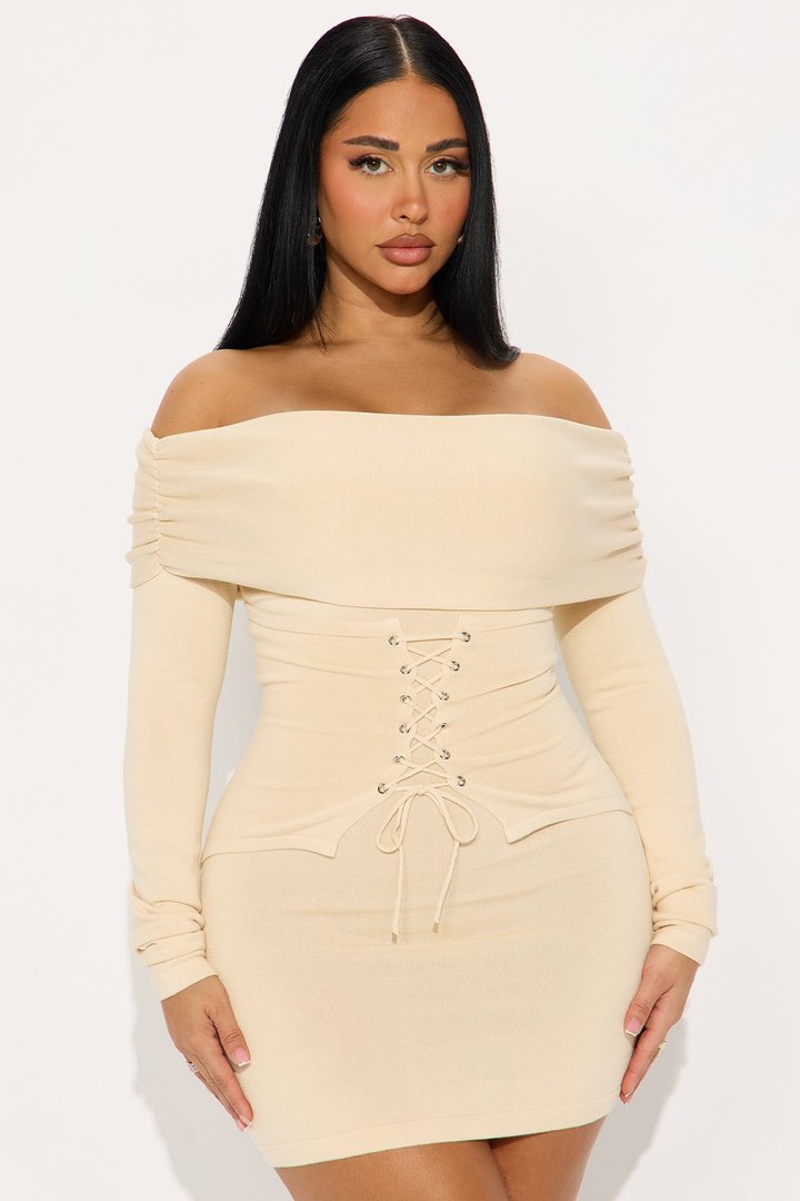 Luisa Sweater Corset Mini Dress - Ivory