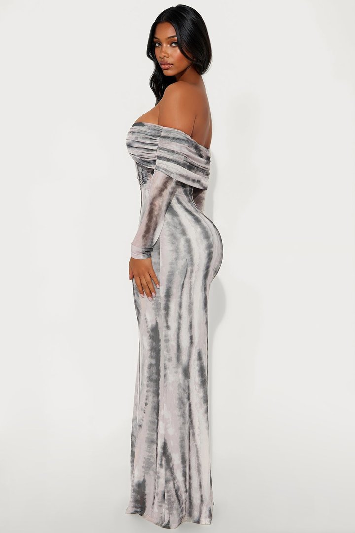 Halo Heat Mesh Maxi Dress - Grey/combo