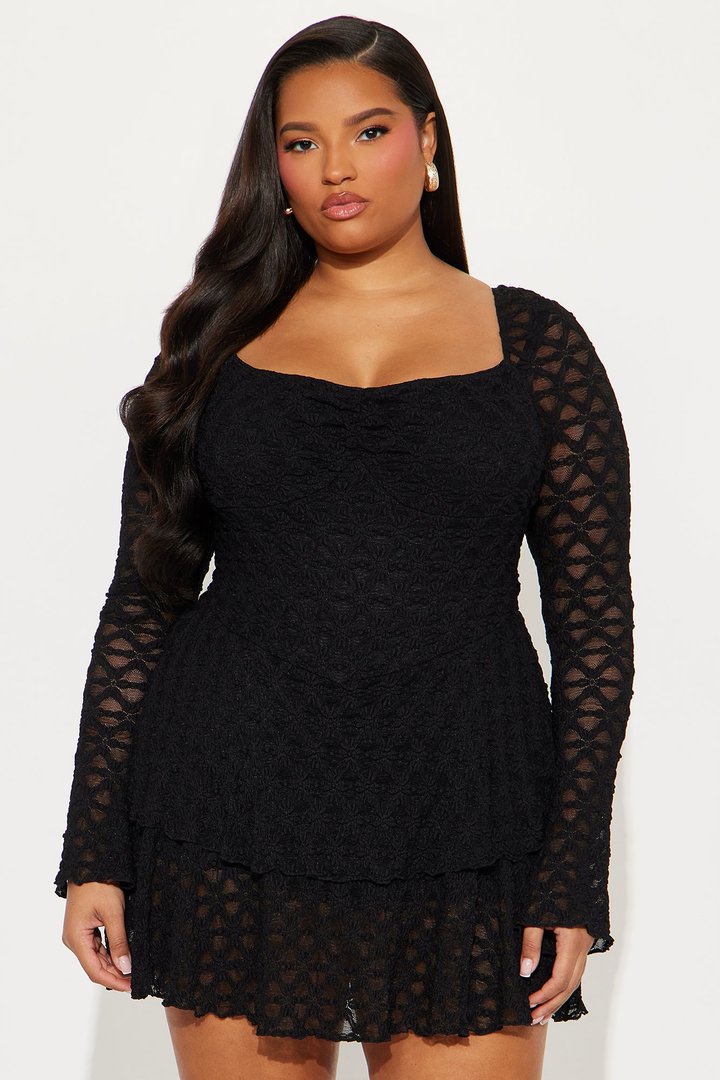 Dusk to Dawn Lace Mini Dress - Black