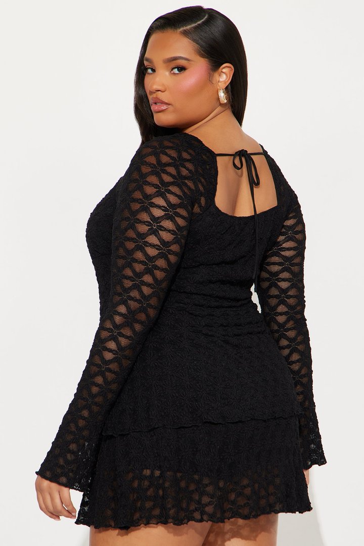 Dusk to Dawn Lace Mini Dress - Black