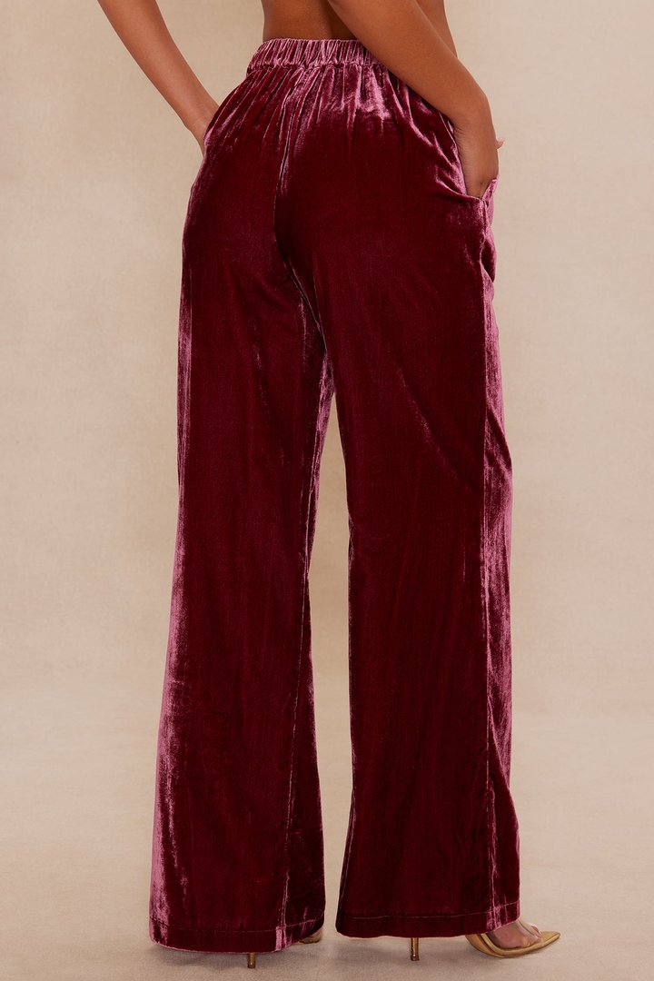Georgia Velour Pant - Burgundy