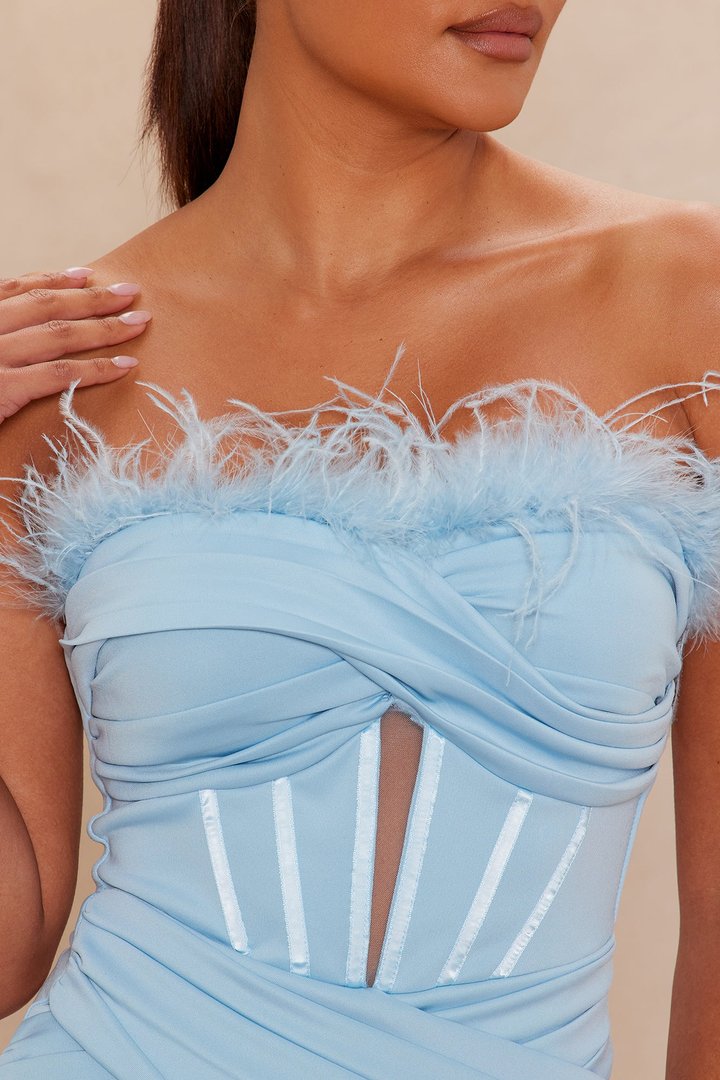 Margot Corset Maxi Gown - Light Blue