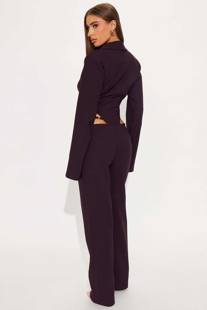 Perla Long Sleeve Jumpsuit - Eggplant