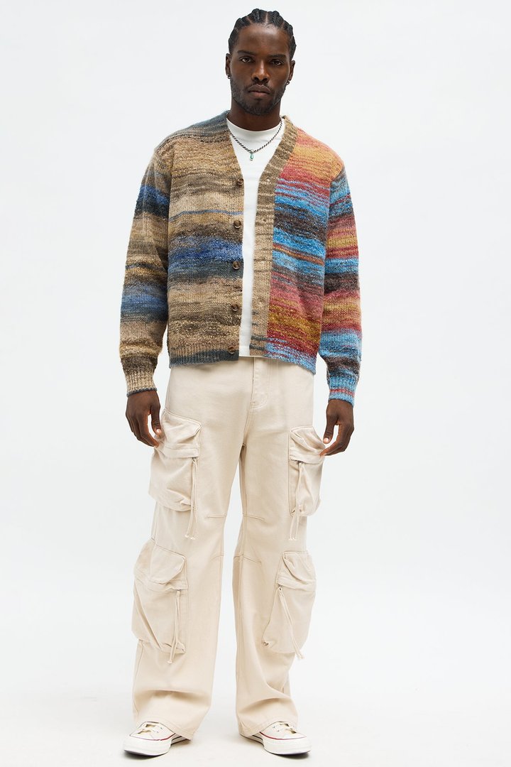 Cameroonian Textured Cardigan - Brown/combo