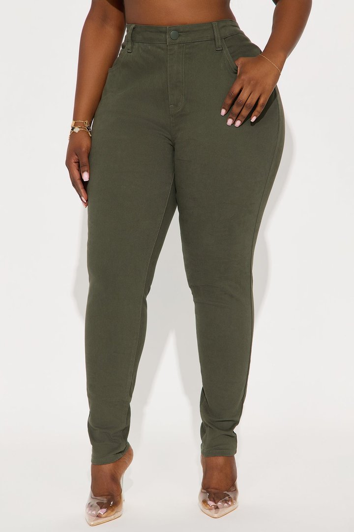 Skinny Uniform Pants - Military Green