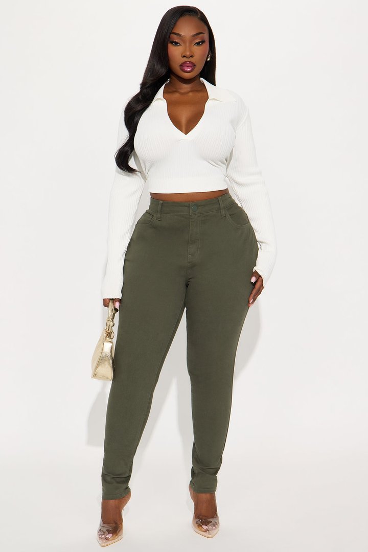 Skinny Uniform Pants - Military Green