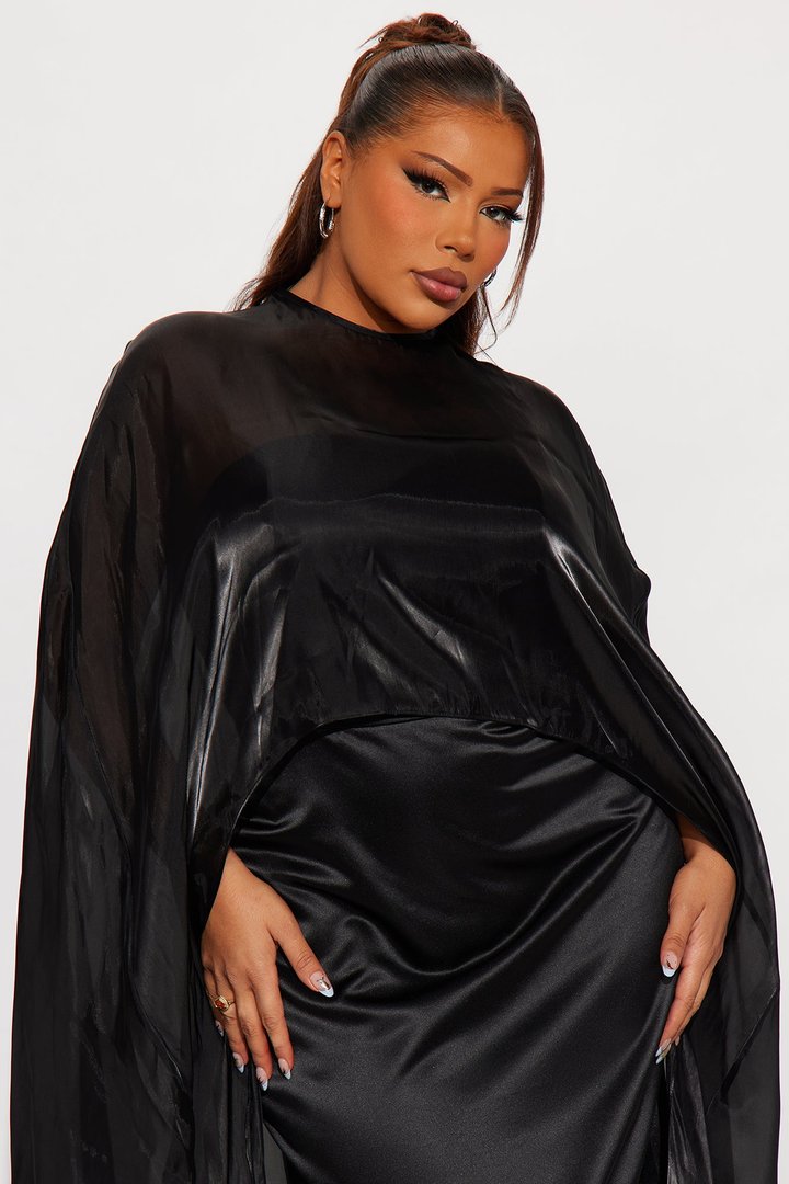 Effortlessly Elevated Satin Gown - Black
