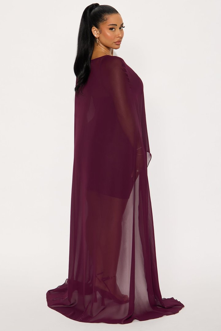Carly Cape Mini Dress - Wine