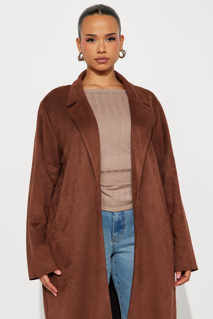 Taylor Faux Suede Trench - Brown