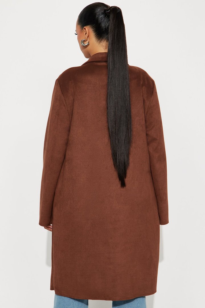 Taylor Faux Suede Trench - Brown
