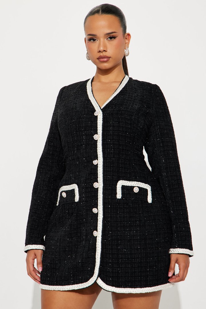 Clemence Tweed Mini Dress - Black/combo