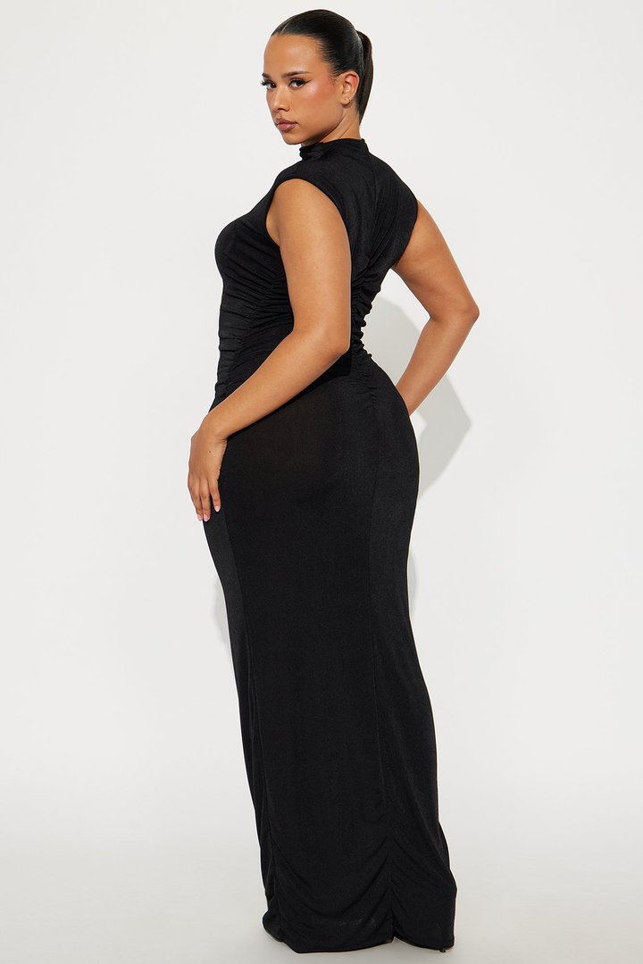 Ella Mock Neck Maxi Dress - Black
