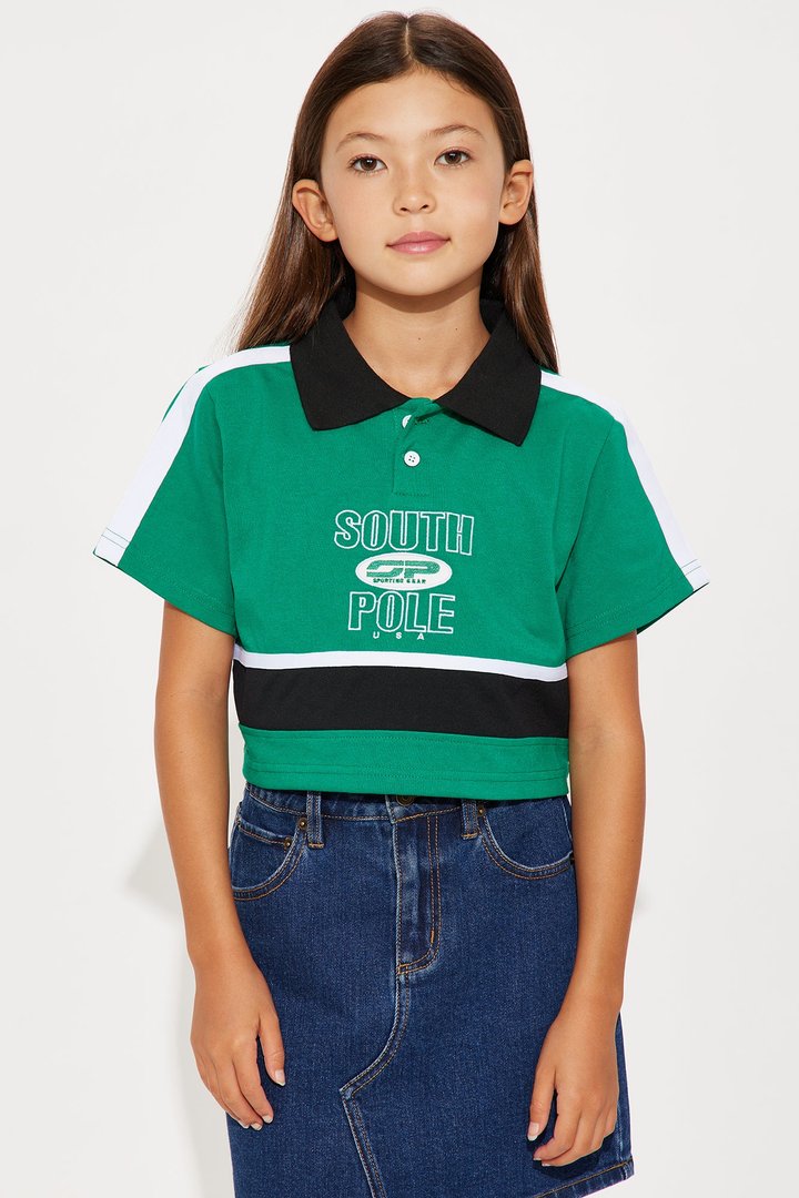 Mini Southpole Legacy Polo Cropped Top - Green