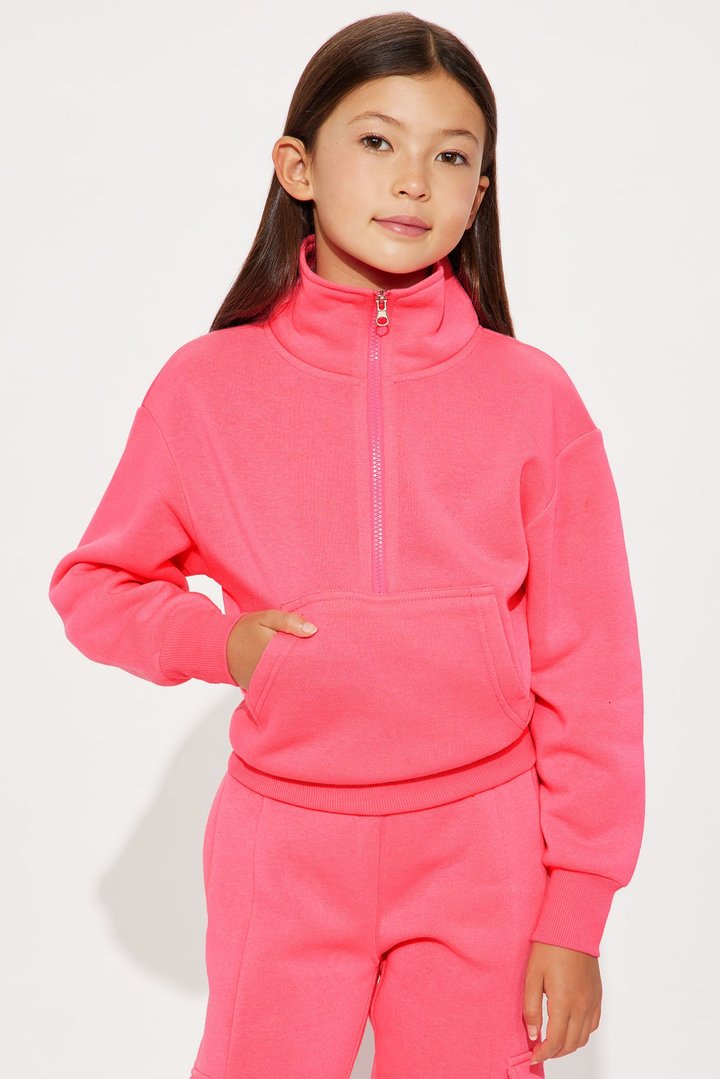 Mini Do Not Disturb Sweatshirt And Pant Set - Neon Pink