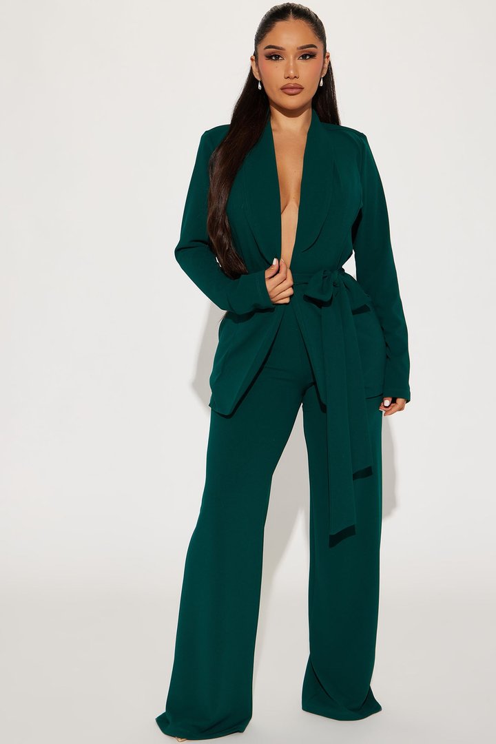 CEO Vibes Blazer Set - Hunter
