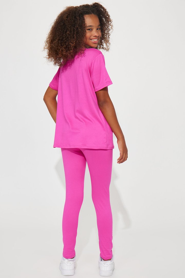 Mini Weekend Vibes II Legging Set - Fuchsia